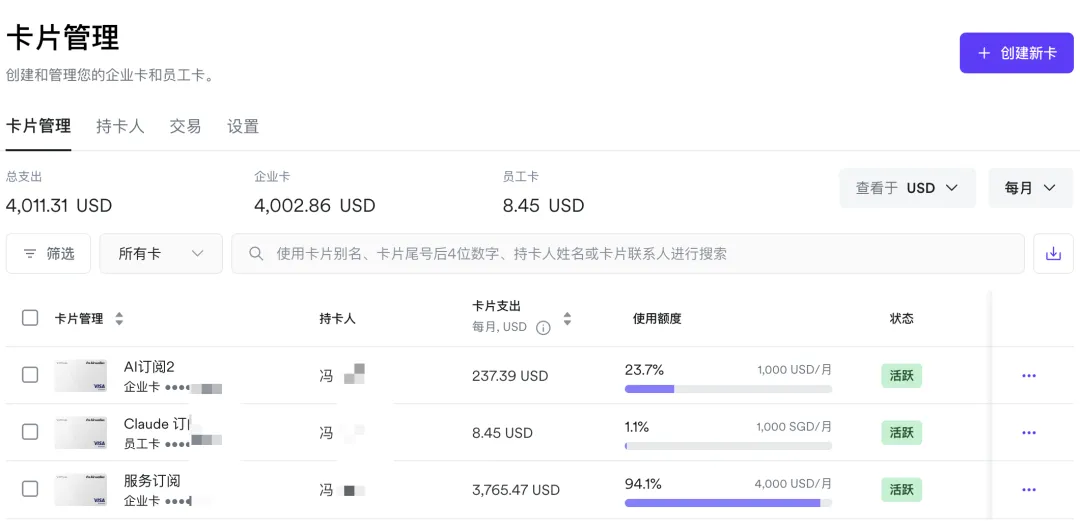 十个 AI 订阅产生的信用卡支出