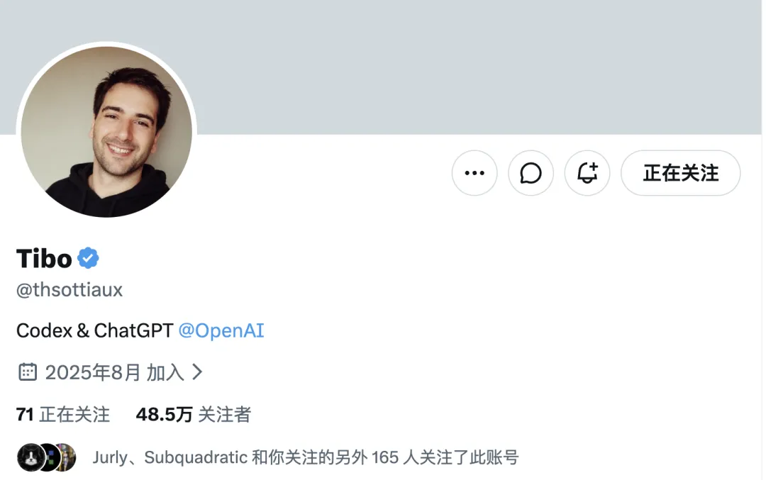 Tibo 的 X 账号及关注者数量