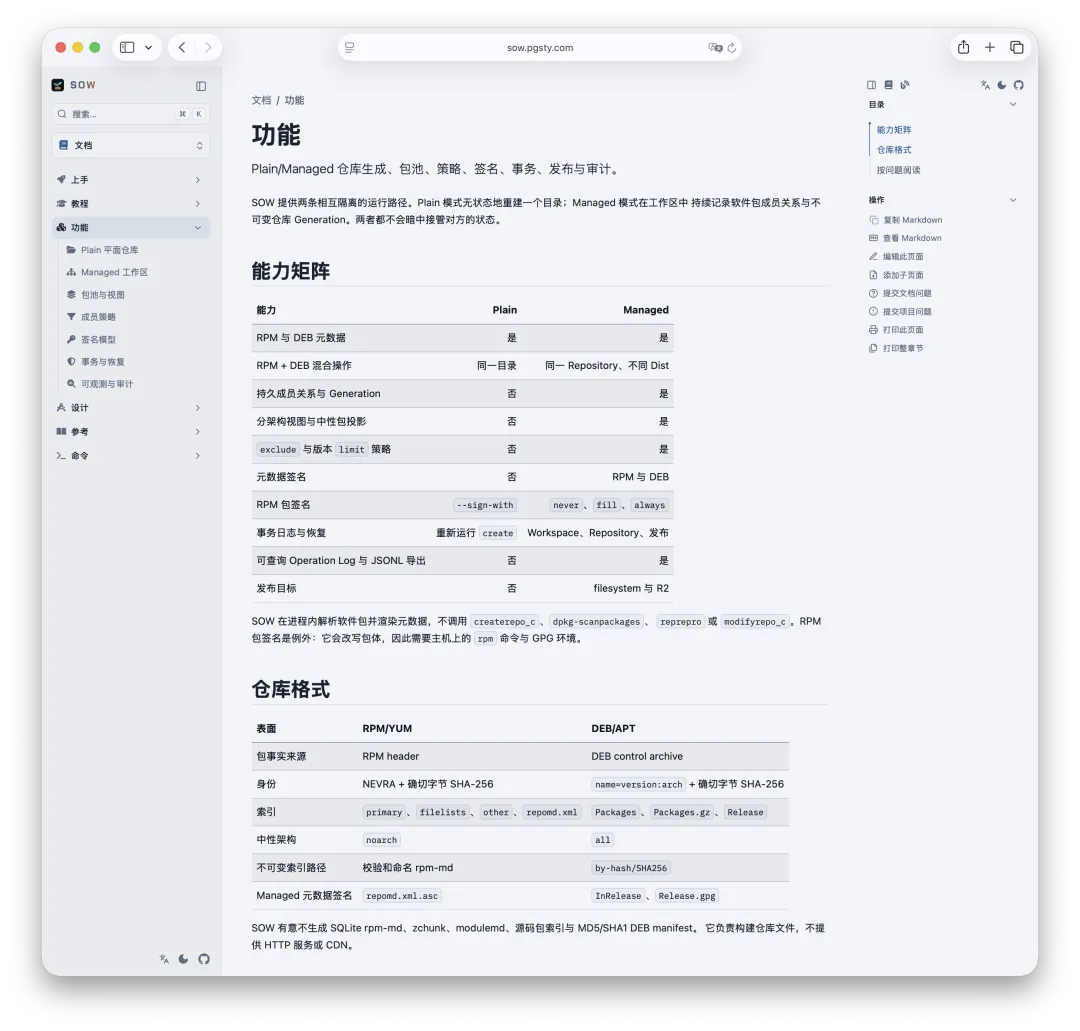 SOW 的 Plain 与 Managed 能力矩阵