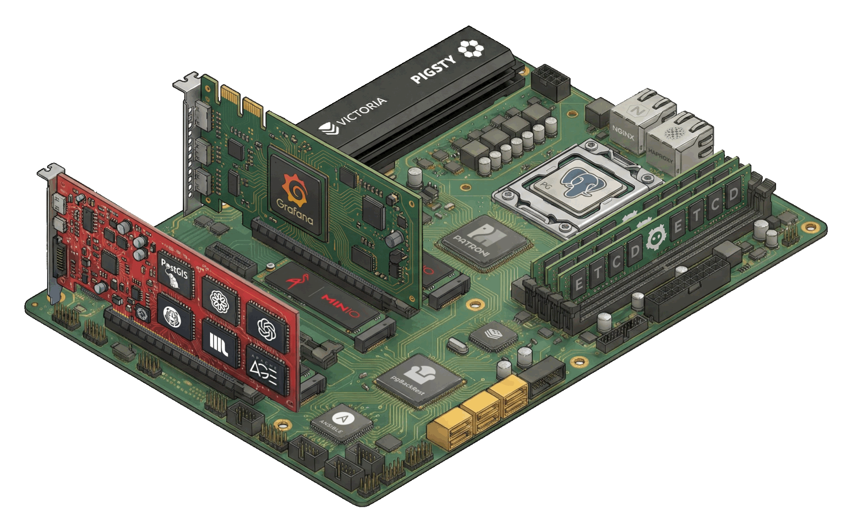 Pigsty architecture motherboard illustration